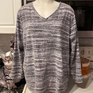 E womens Coral Bay stretch casual gray long sleeve plus size top 2X